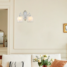 Royal Wandlampe LED Blumen Weiß Glas Schlafzimmer