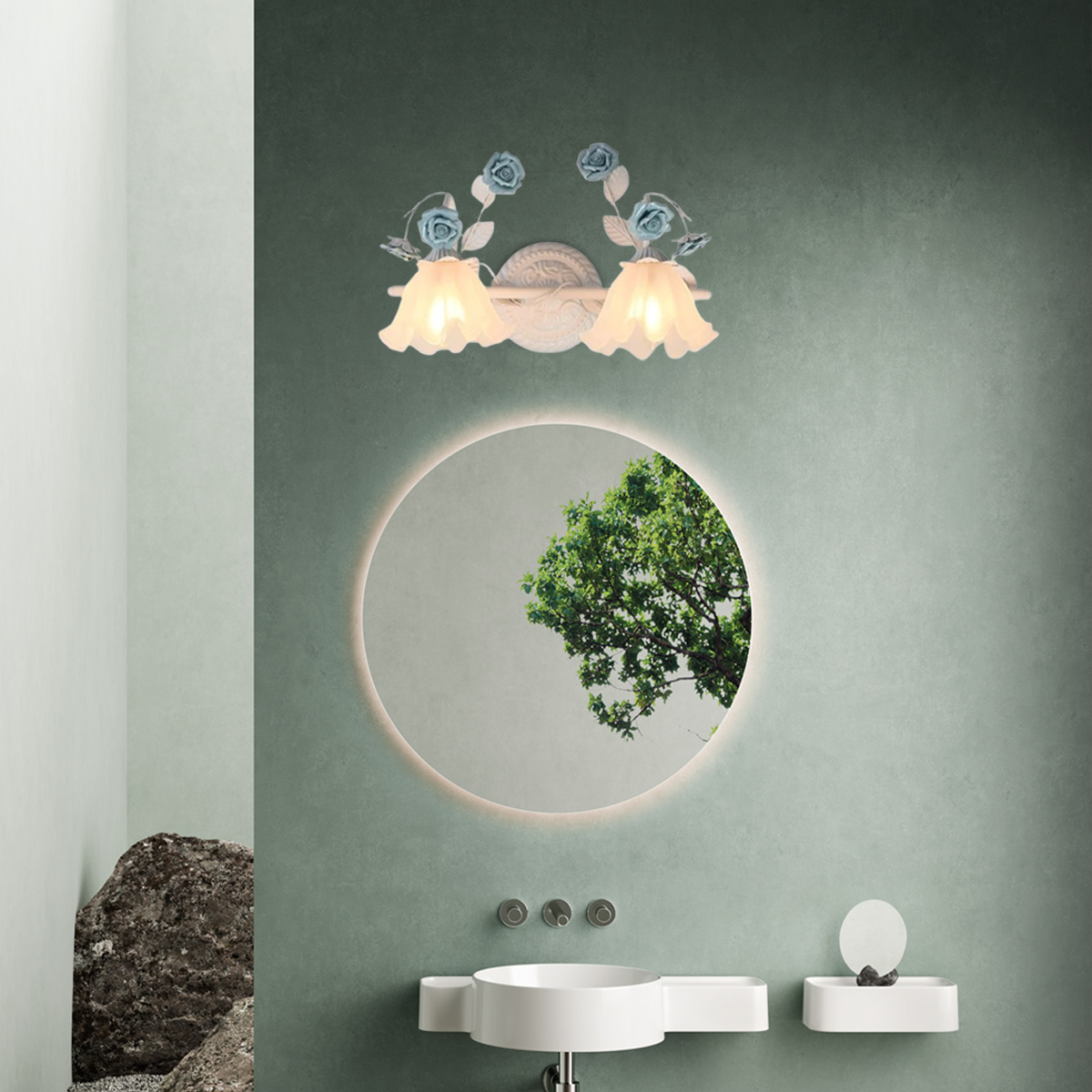 Modern Wandleuchte LED Blumenmuster Rosa Metall Badzimmer