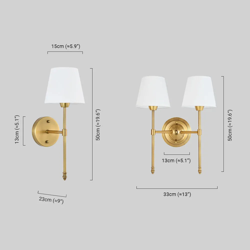 Retro Wandlmape LED Metall Stoff Zylindrisch Gold Wohnzimmer