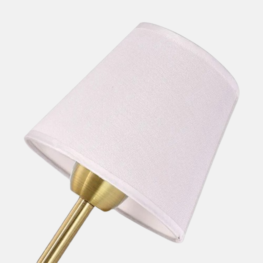 Retro Wandlmape LED Metall Stoff Zylindrisch Gold Wohnzimmer