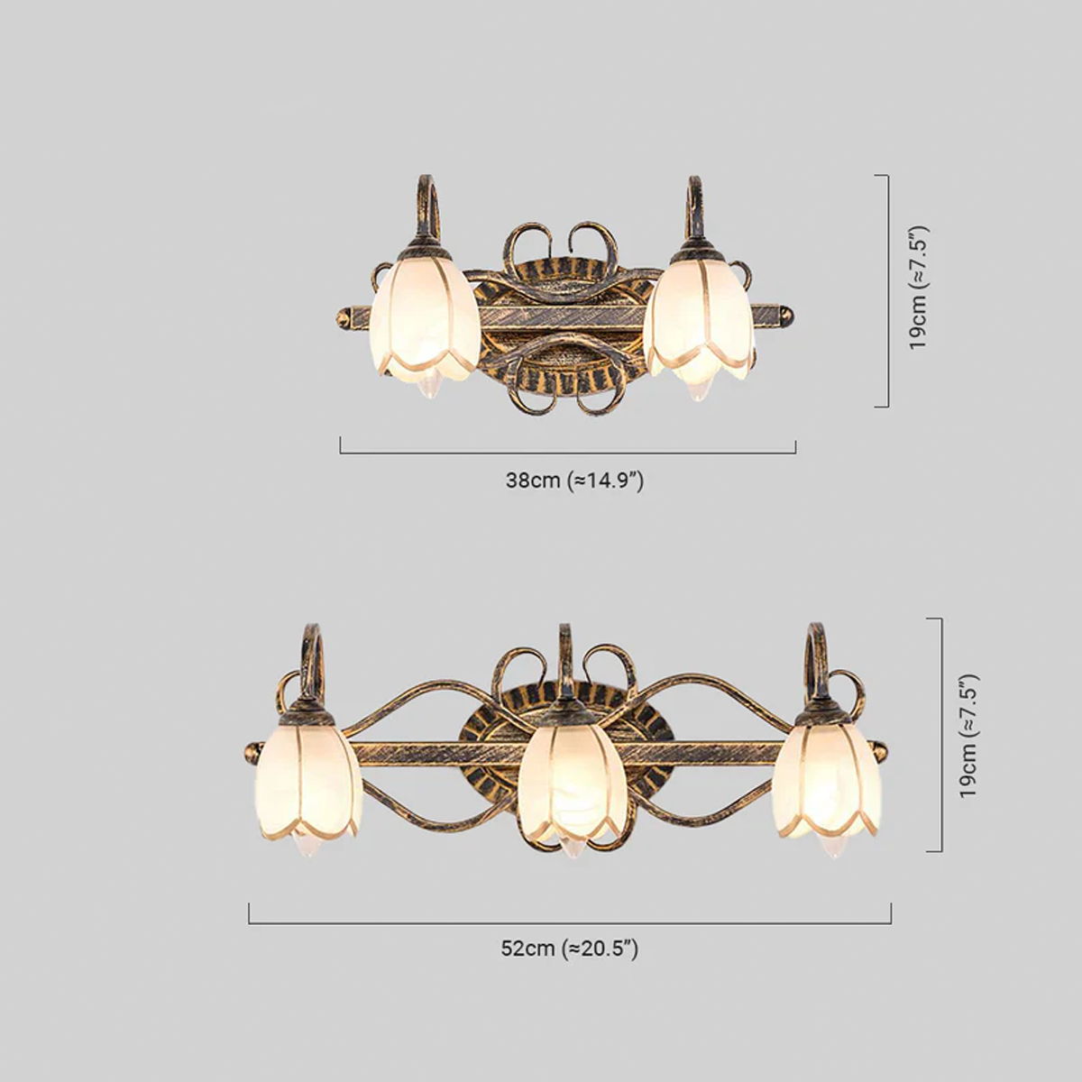 Vintage Wandlampe LED Blumen Metall Antikes Messing Badezimmer