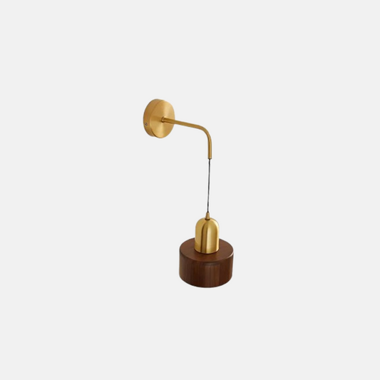 Retro Wandleuchte LED Holz Zylinder Gold Wohnzimmer