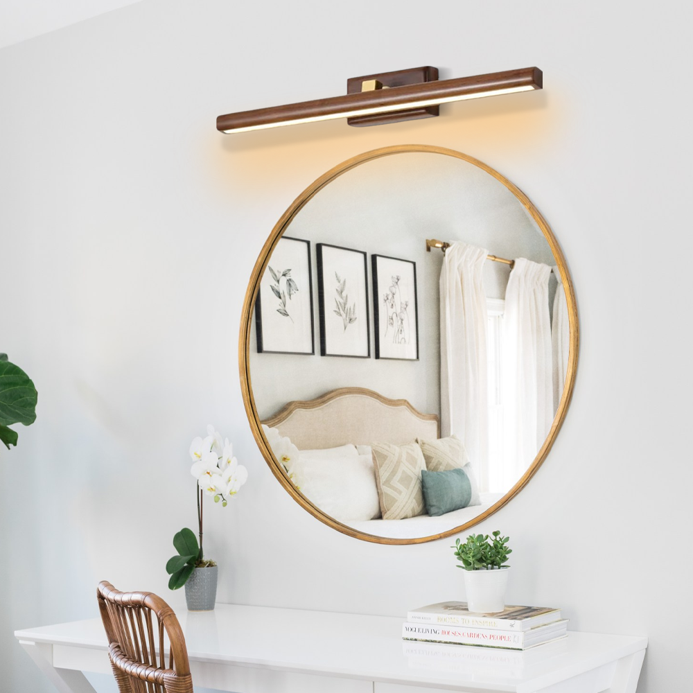Minimalistisch Wandlampe/Spiegelleuchte LED Linear Braun Holz Badzimmer