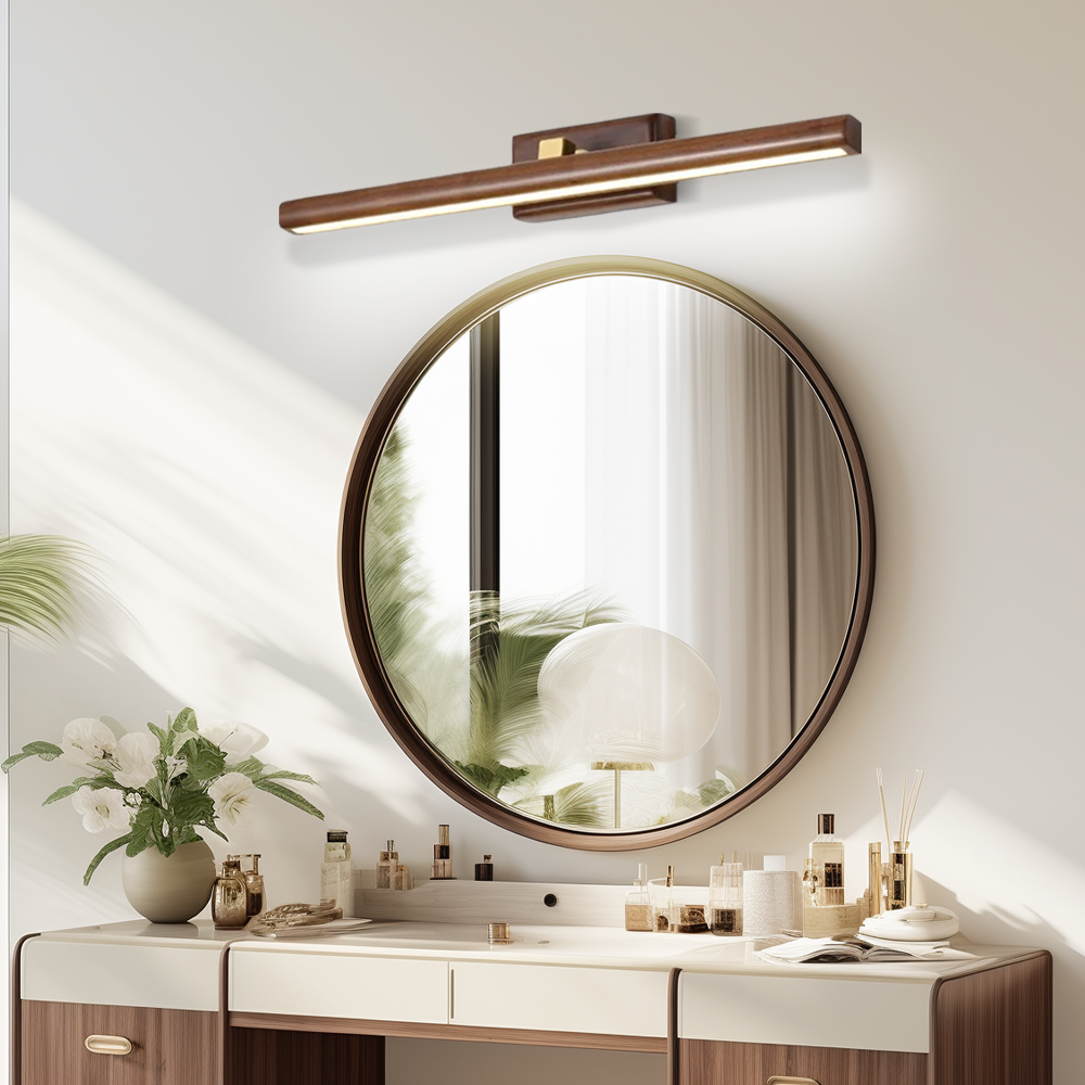 Minimalistisch Wandlampe/Spiegelleuchte LED Linear Braun Holz Badzimmer
