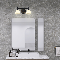Moderne Wandleuchte Schwarz Metall Glas Hooded Badezimmer