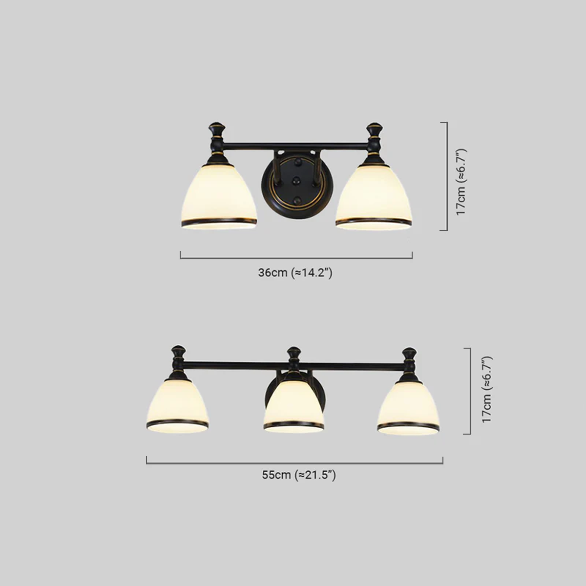 Moderne Wandleuchte Schwarz Metall Glas Hooded Badezimmer