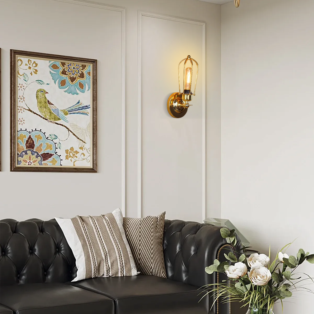 Industrielle Wandleuchte LED Metall Gold Flur/Schlafzimmer/Treppenhaus