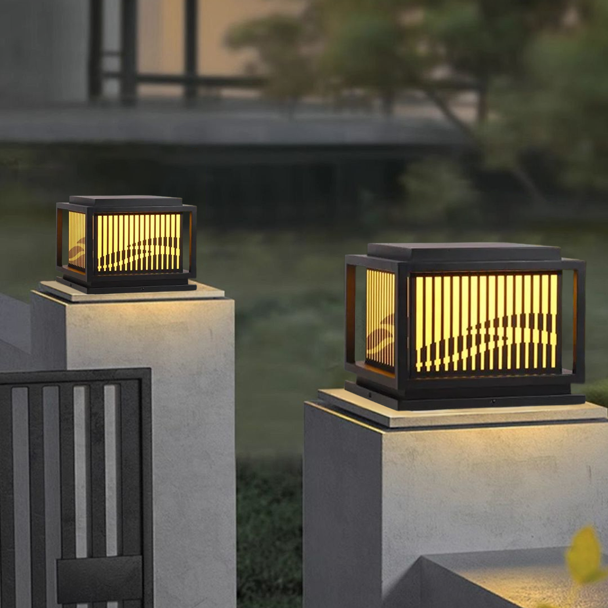 Modern Außensockelleuchte LED Metall Quadratisch Schwarz Garten