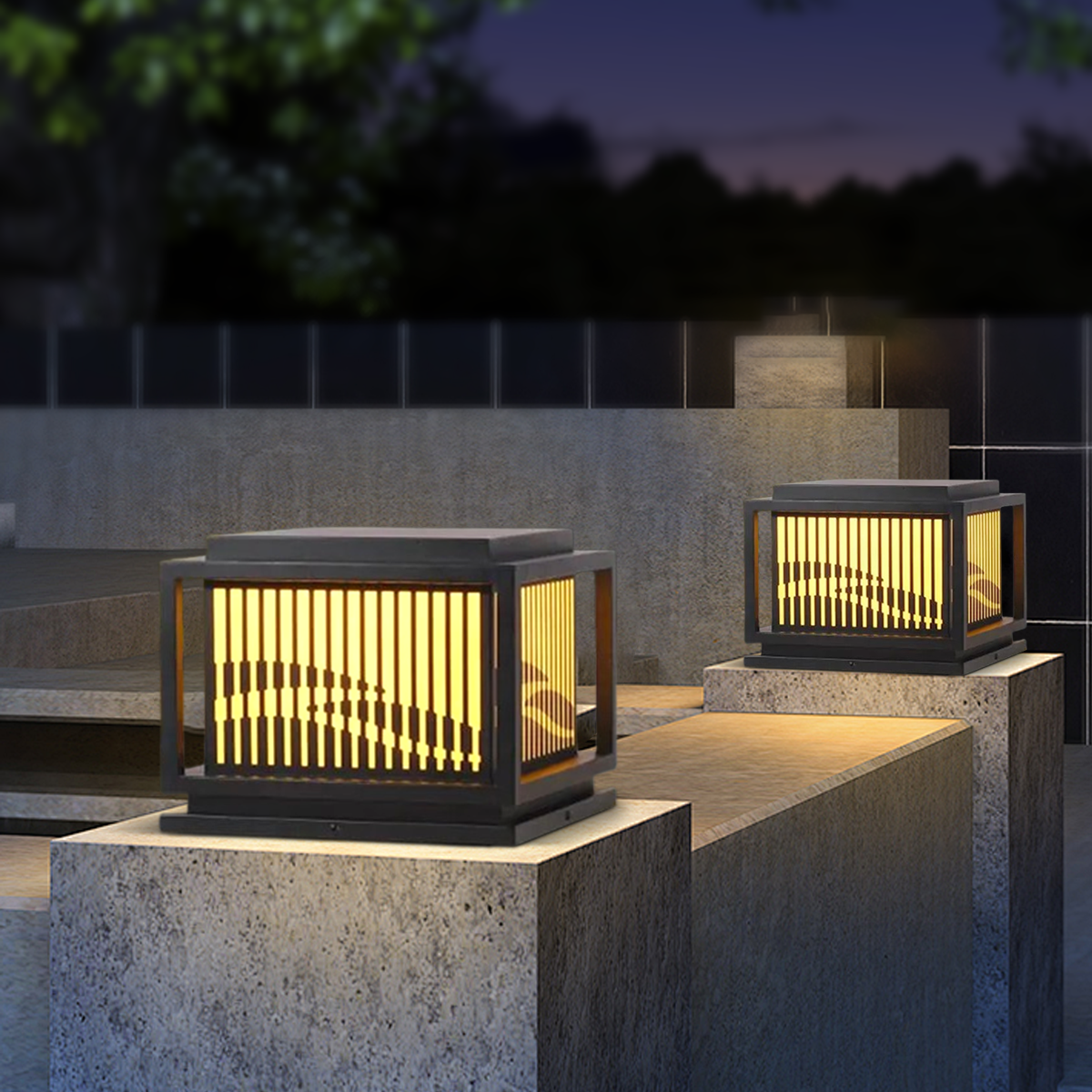Modern Außensockelleuchte LED Metall Quadratisch Schwarz Garten