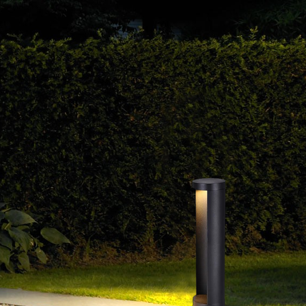 Minimalistisch Außenwegleuchte LED Zylindrische Schwarz Metall Außenbereich