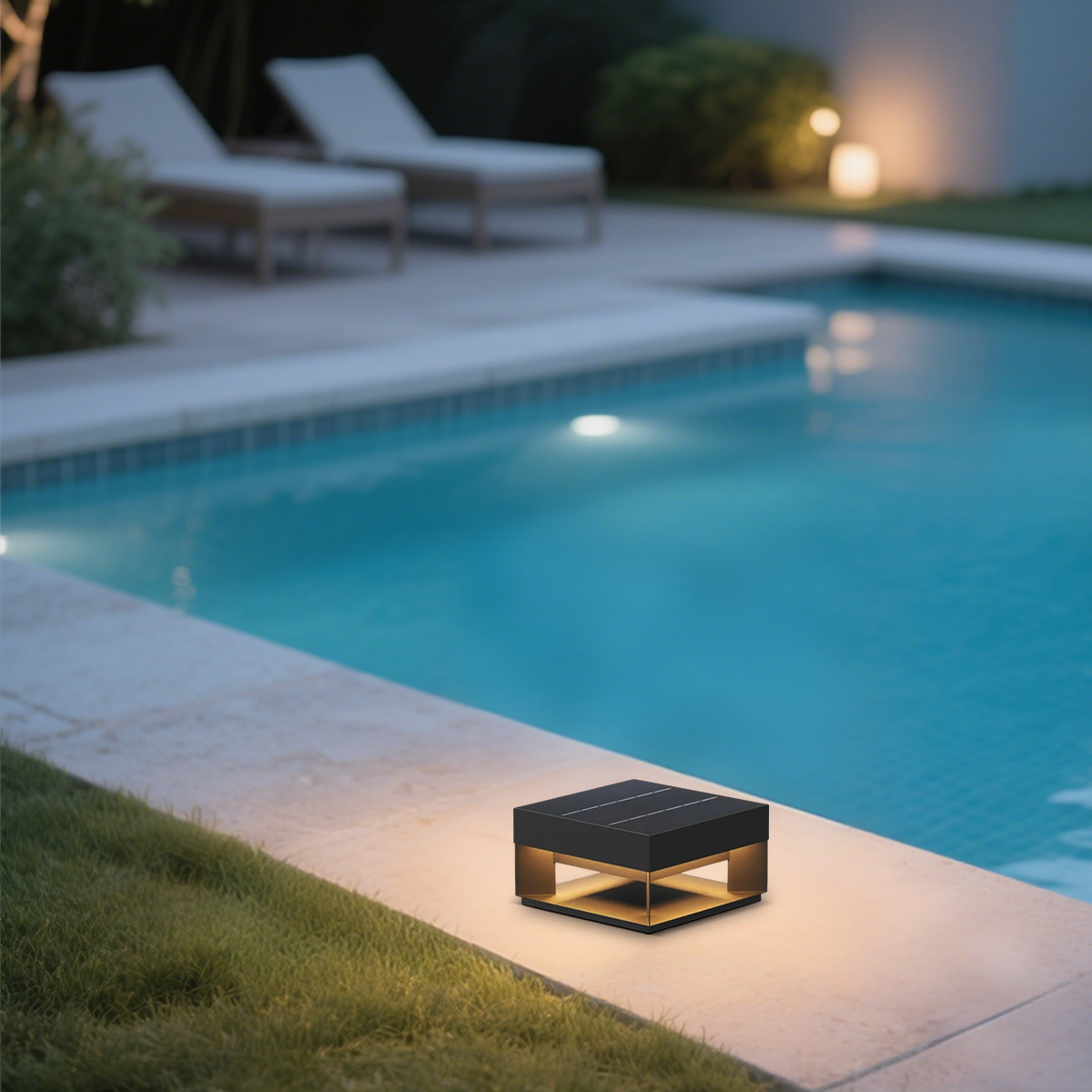 Moderne Außenlampe Schwarz Metall Rechteckig Garten