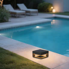 Moderne Außenlampe Schwarz Metall Rechteckig Garten