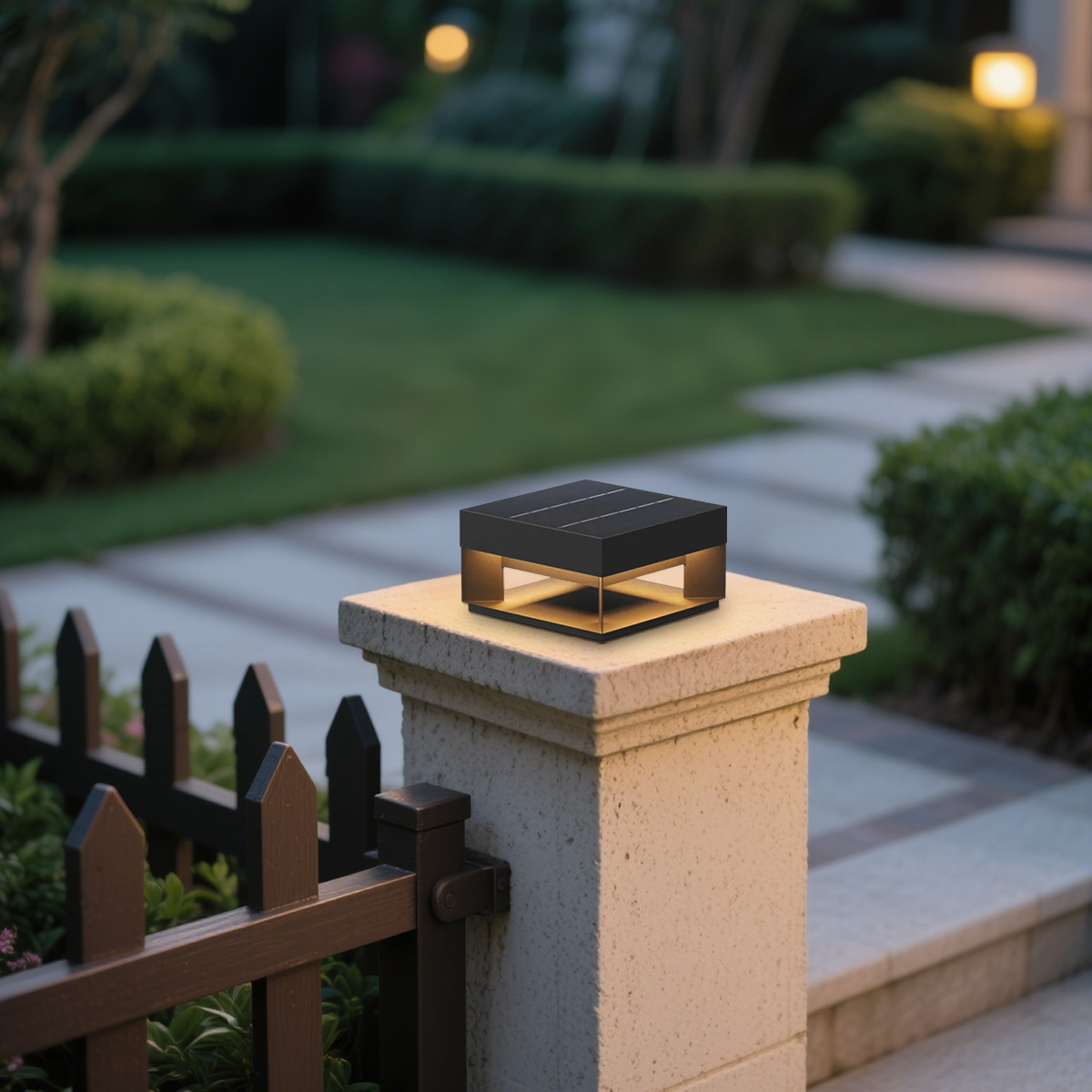 Moderne Außenlampe Schwarz Metall Rechteckig Garten