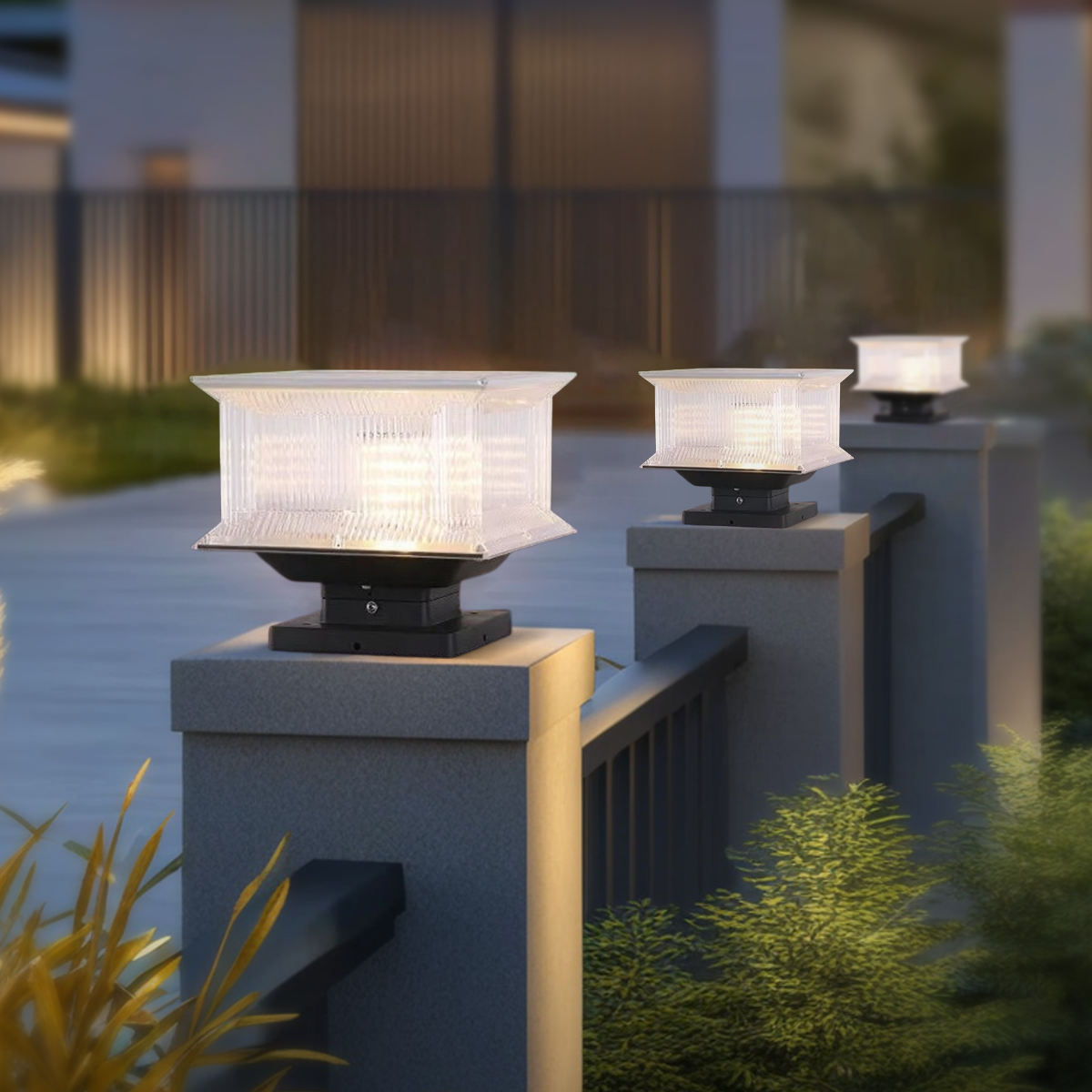 Moderne Außenlampe Schwarz Metall Rechteckig Hof