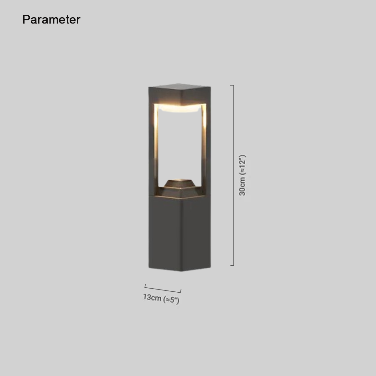Modern Außenstehlampe LED Rechteckige Schwarz Metall Außenbereich