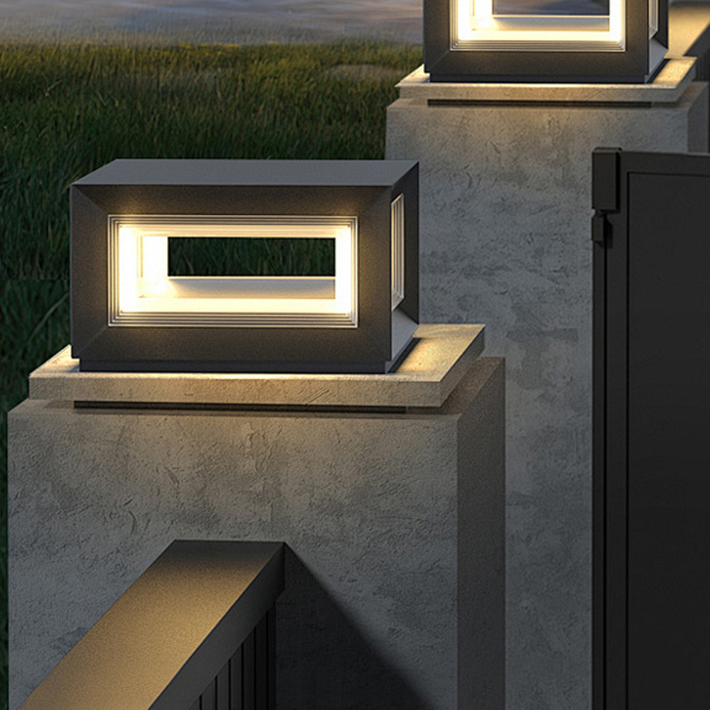 Moderne Außenlampe Schwarz Metall Quadrat Rechteck Außen