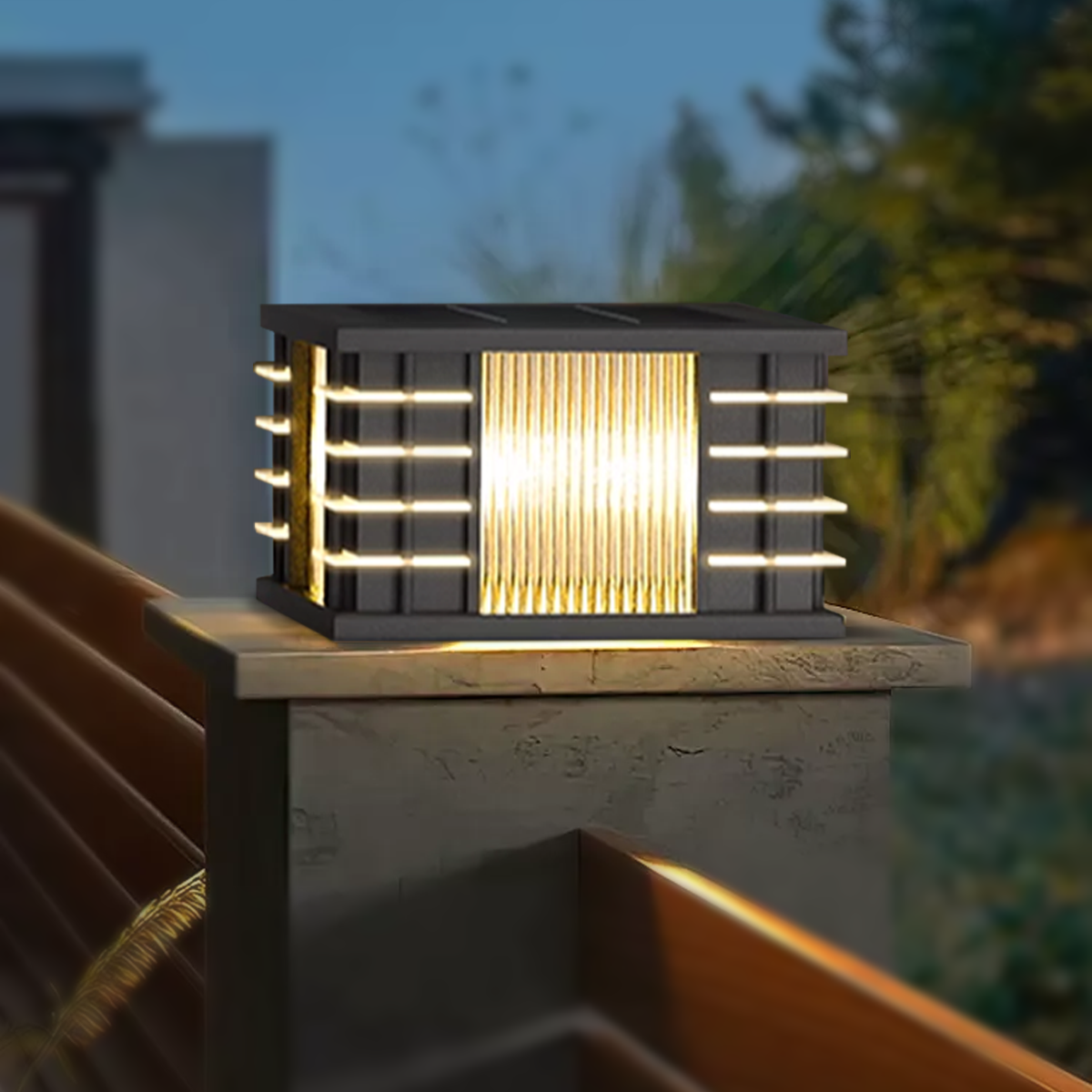 Modern Black Outdoor Lamp Metal Rectangular Garden