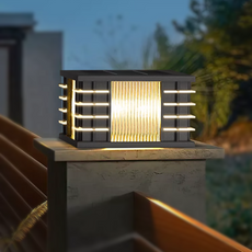 Modern Black Outdoor Lamp Metal Rectangular Garden