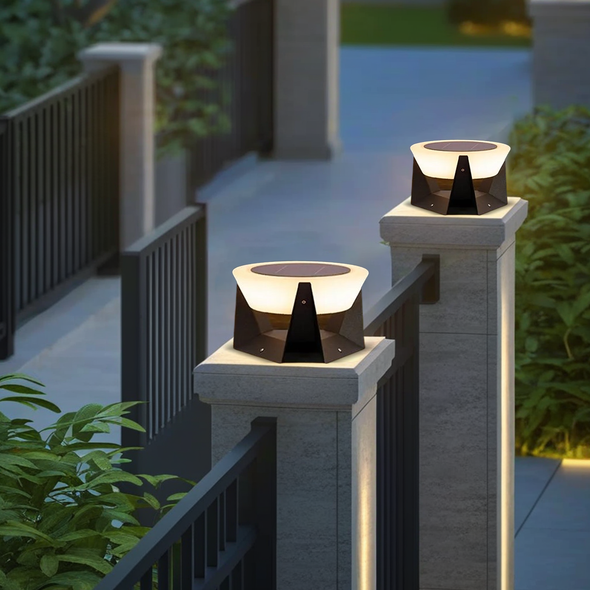 Modern Außenleuchte LED Trommel Schwarz Acryl Solar Garten