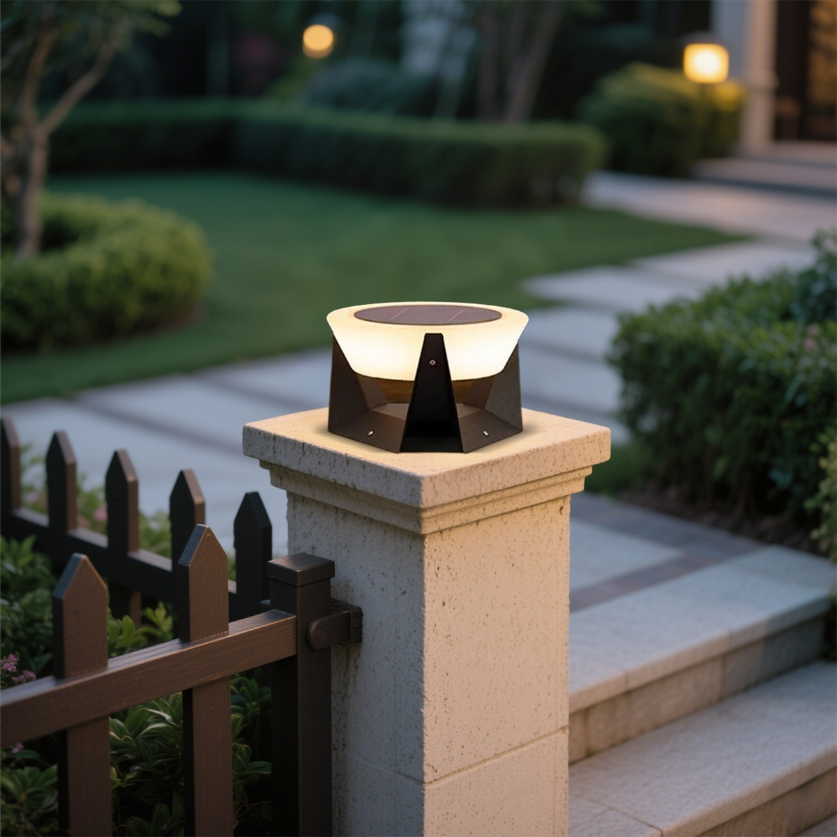 Modern Außenleuchte LED Trommel Schwarz Acryl Solar Garten