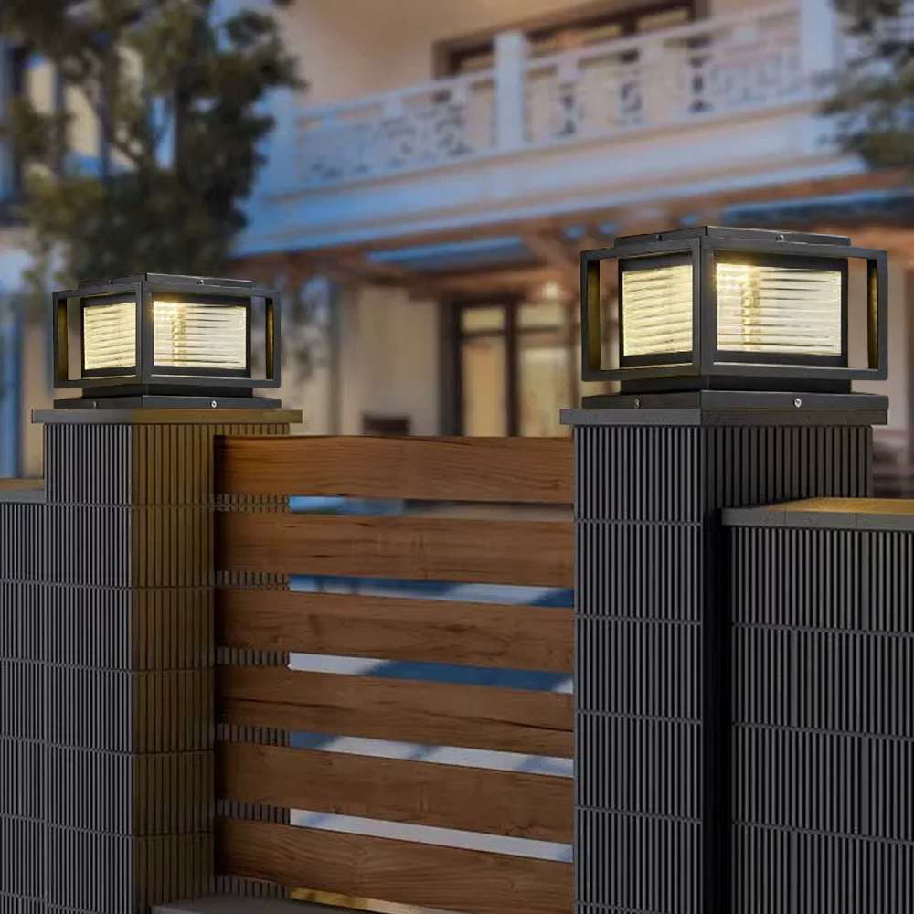 Moderne Außenleuchte Schwarz Metall Glas Rechteckig Garten