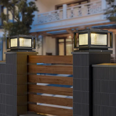 Moderne Außenleuchte Schwarz Metall Glas Rechteckig Garten