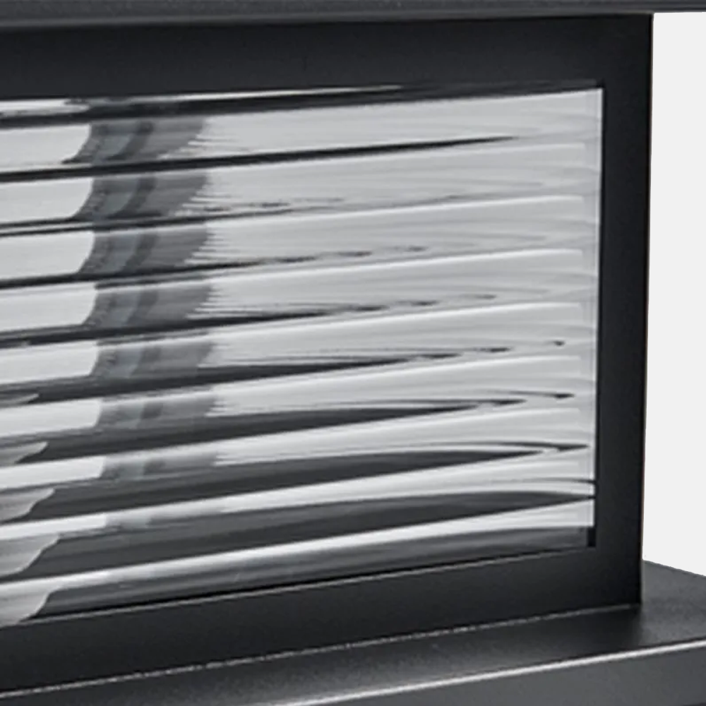 Moderne Außenleuchte Schwarz Metall Glas Rechteckig Garten