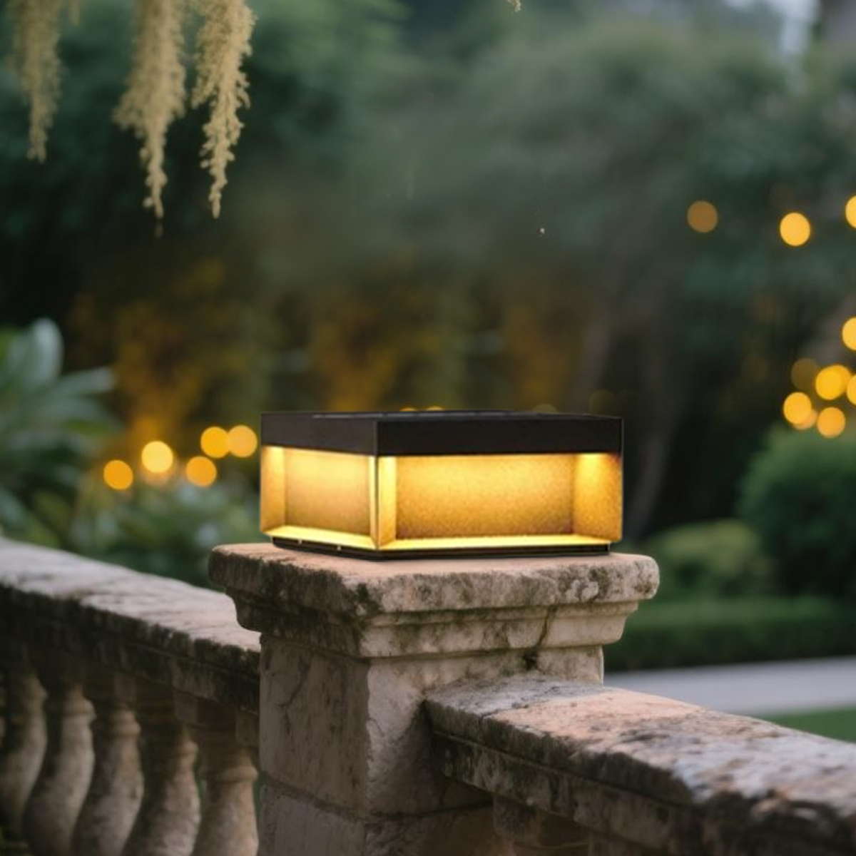 Moderne Außenleuchte LED Schwarz Metall Quadratisch Garten
