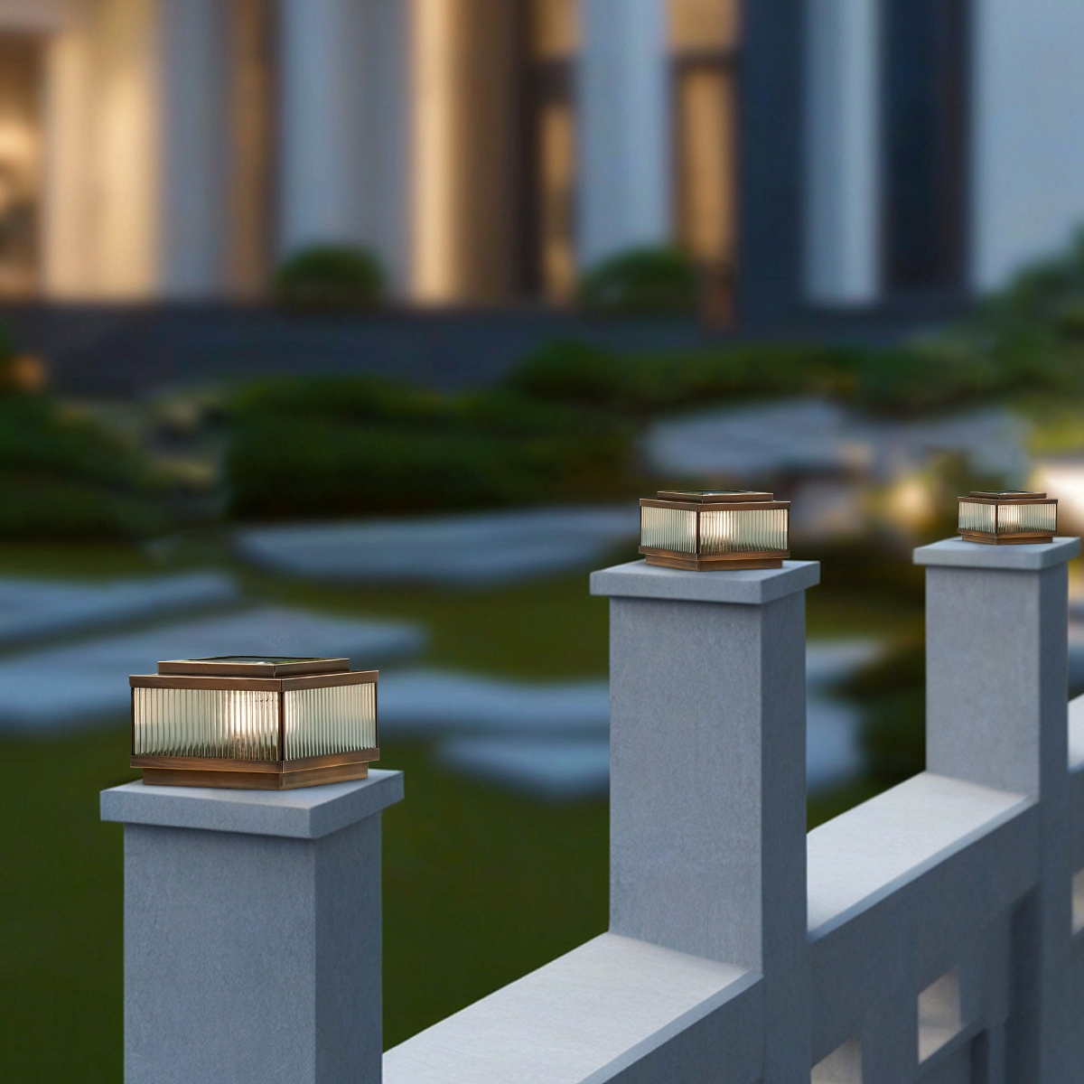 Moderne Außenlampe Braun Metall Rechteckig Garten