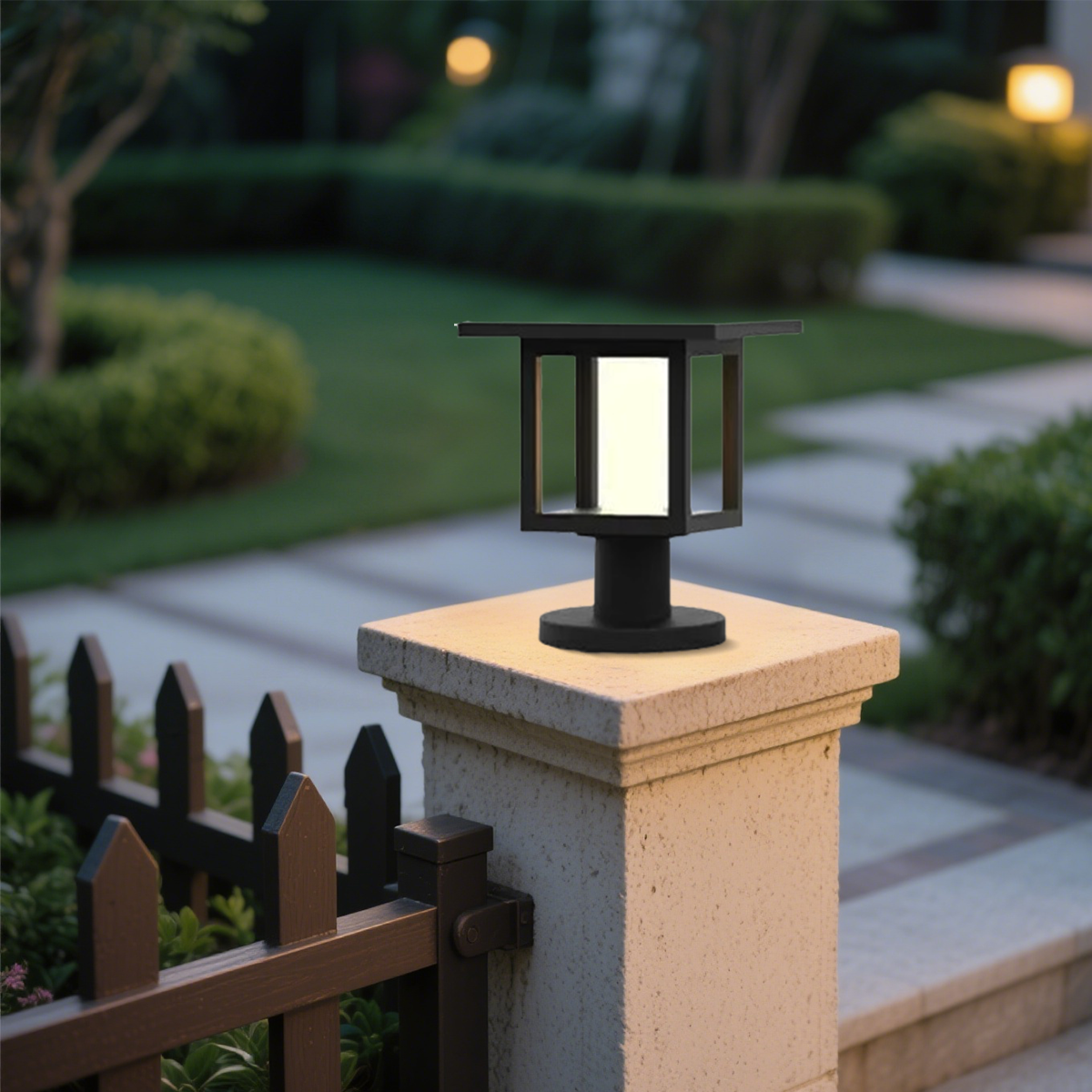 Moderne Außenlampe Schwarz Metall Rechteckig Außen