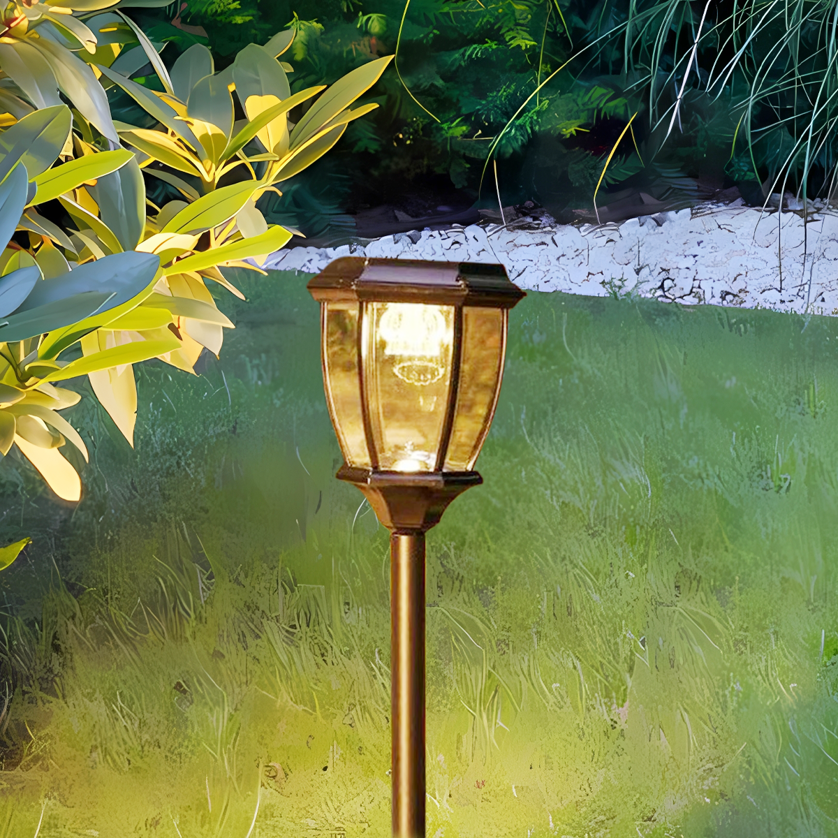 Modern Außenstehleuchte LED Quadratisch Glas Schwarz Solar Garten