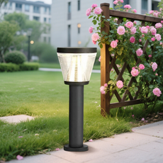 Moderne Stehleuchte Schwarz Metall Acryl Dreieck Außenseite