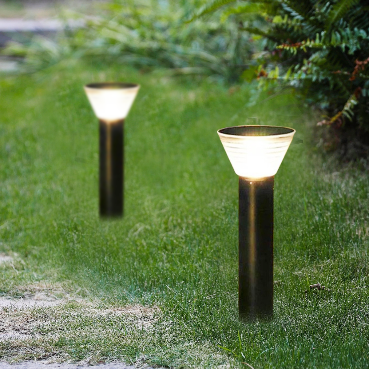 Modern Black Floor Lamp Metal Acrylic Cylindrical Garden