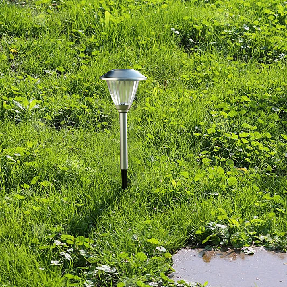 Modern Außenstehleuchte LED Konisch Schwarz Metall Solar Außenbereich