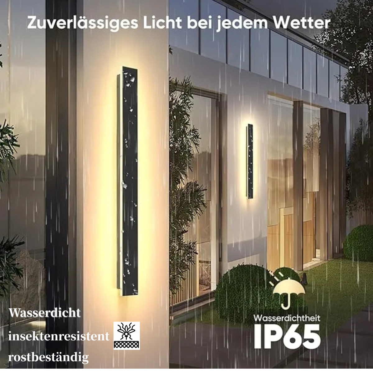 Minimalistisch Außenwandleuchte LED Dimmbar Metall Linear Schwarz Garten