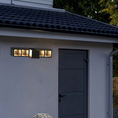 Industrielle Wandleuchte Schwarz Metall Glas Würfel Außen