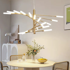 Industrial Pendelleuchte LED Feuerwerkspirale Gold Esszimmer