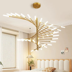 Industrial Pendelleuchte LED Feuerwerkspirale Gold Esszimmer