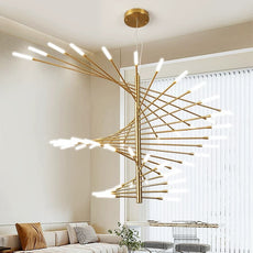 Industrial Pendelleuchte LED Feuerwerkspirale Gold Esszimmer