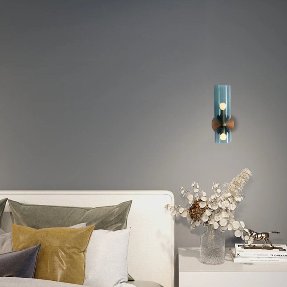 Modern Blau/Grau/Weiß Wandlampe Metall Glas Schlafzimmer Litjoy