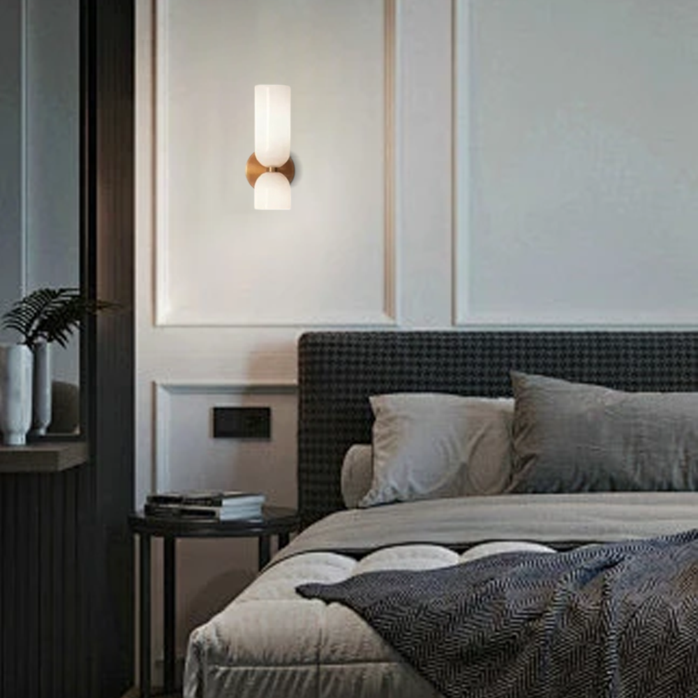 Modern Blau/Grau/Weiß Wandlampe Metall Glas Schlafzimmer Litjoy
