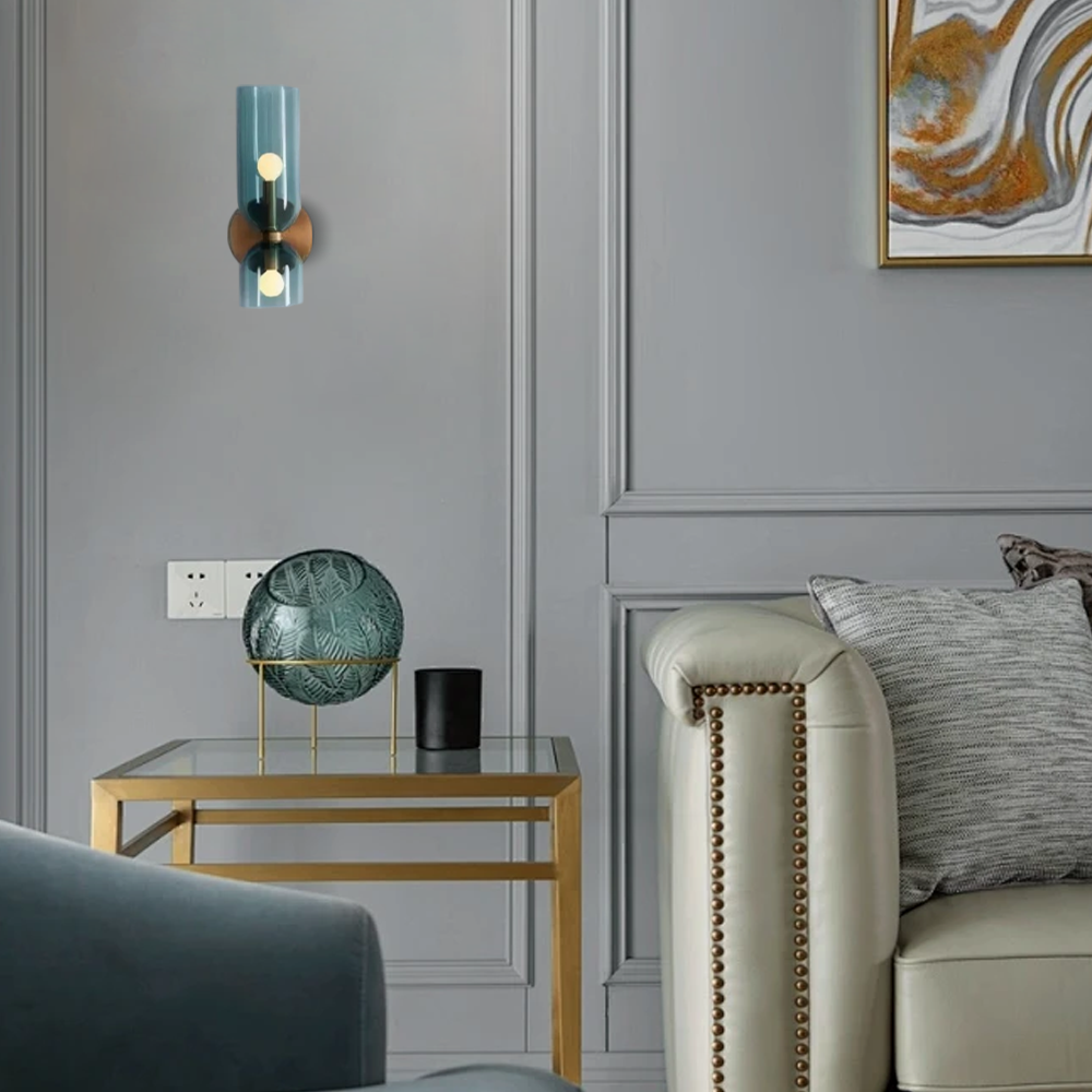Modern Blau/Grau/Weiß Wandlampe Metall Glas Schlafzimmer Litjoy