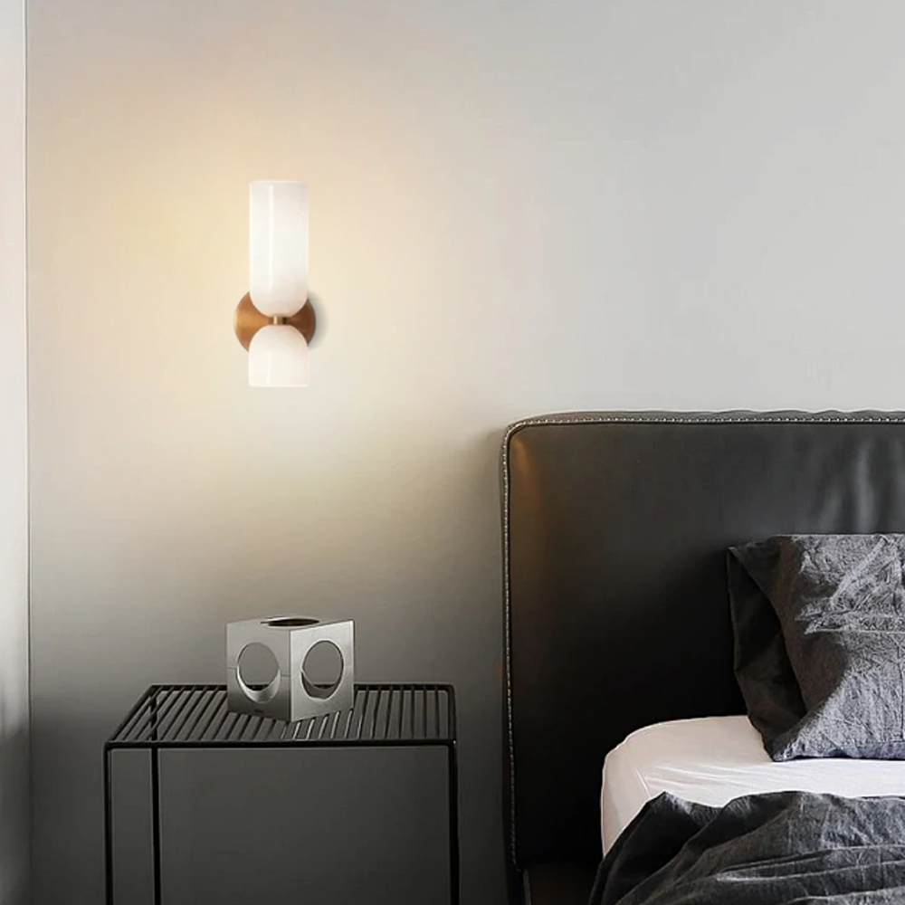 Modern Blau/Grau/Weiß Wandlampe Metall Glas Schlafzimmer Litjoy