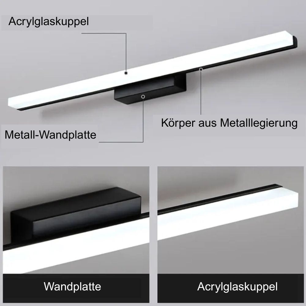 Metall Badezimmer Wandleuchte vor dem Spiegel
