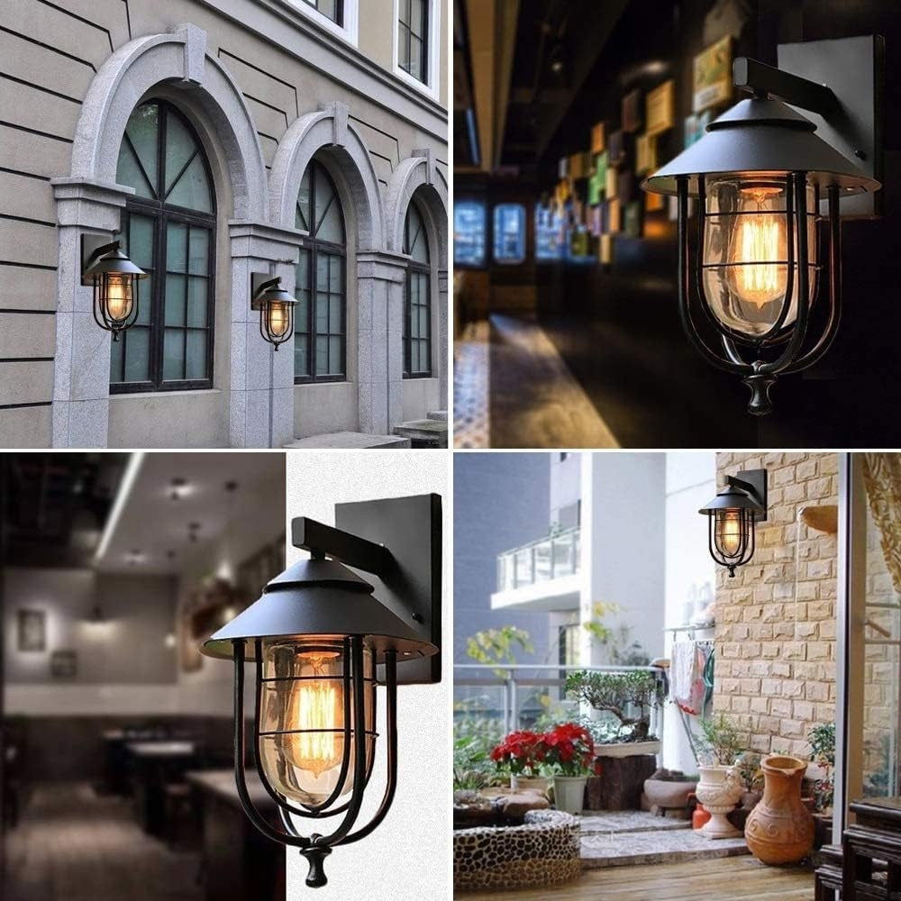 Industriell Wandlampe LED Metall Schwarz Flur/Garten