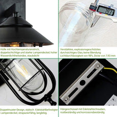 Industriell Wandlampe LED Metall Schwarz Flur/Garten