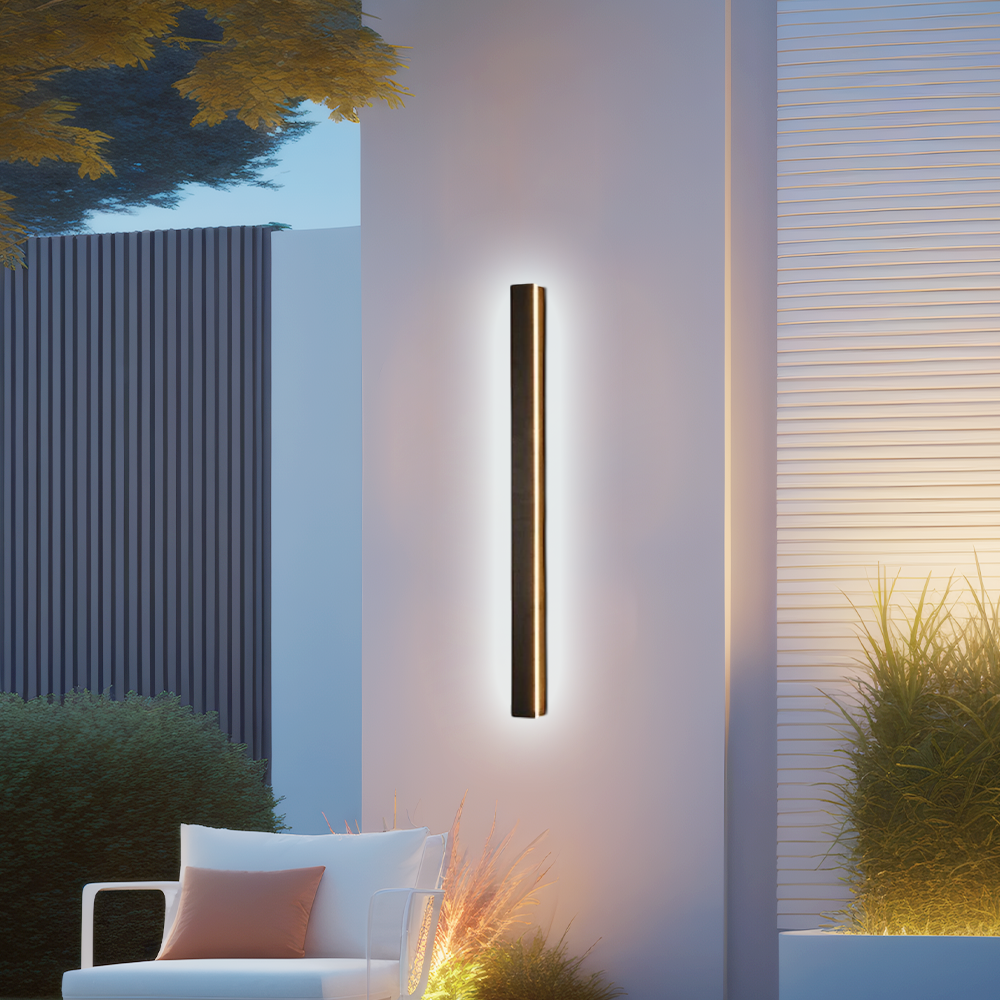 Minimalistisch Außenwandleuchte LED Metall Linear Schwarz Garten