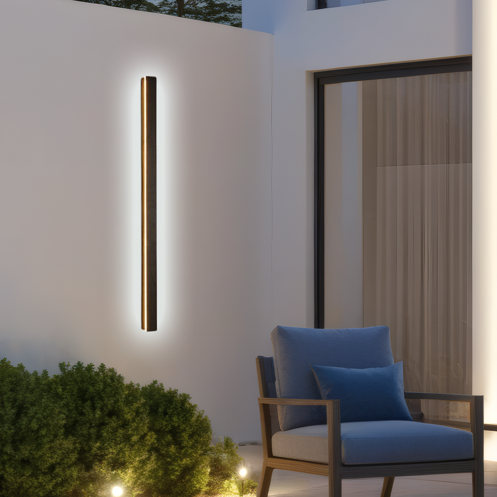 Minimalistisch Außenwandleuchte LED Metall Linear Schwarz Garten