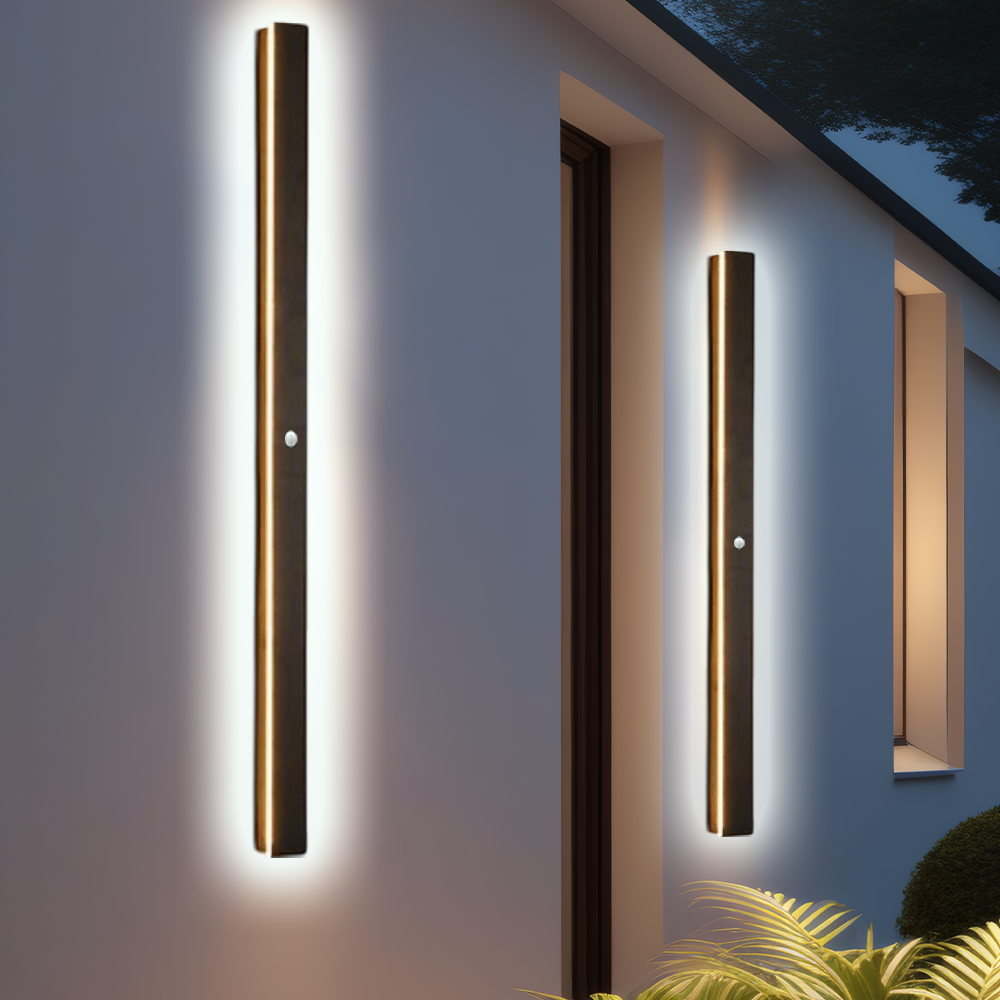 Minimalistisch Außenwandleuchte LED Metall Linear Schwarz Garten