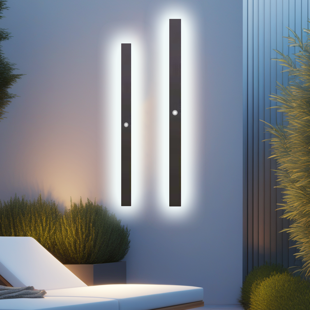 Minimalistisch Außenwandleuchte LED Metall Linear Schwarz Garten